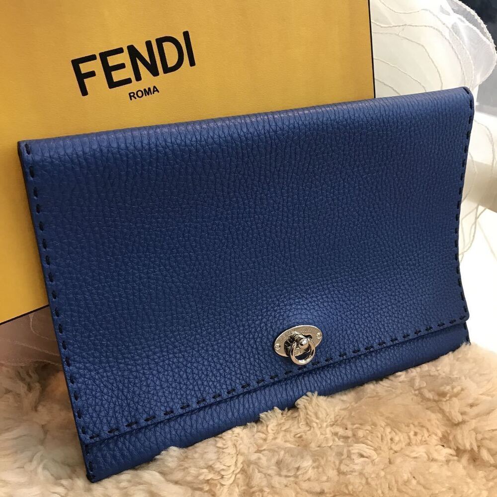 Fendi Selleria Alda Clutch Bag Shoulder Leather